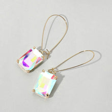 Black Emerald Cut Stone Dangle Evening Earrings