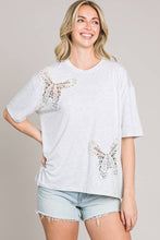 Heather Grey Butterfly Embroidered Cut Out Oversize Knit Top