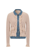 Beige Knit Denim Mix Media Jacket