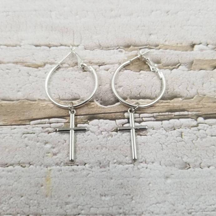 Cross Earring: Silver