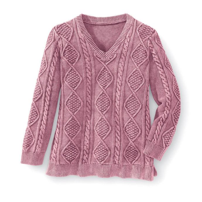 Vintage Wash Cable Pullover Sweater