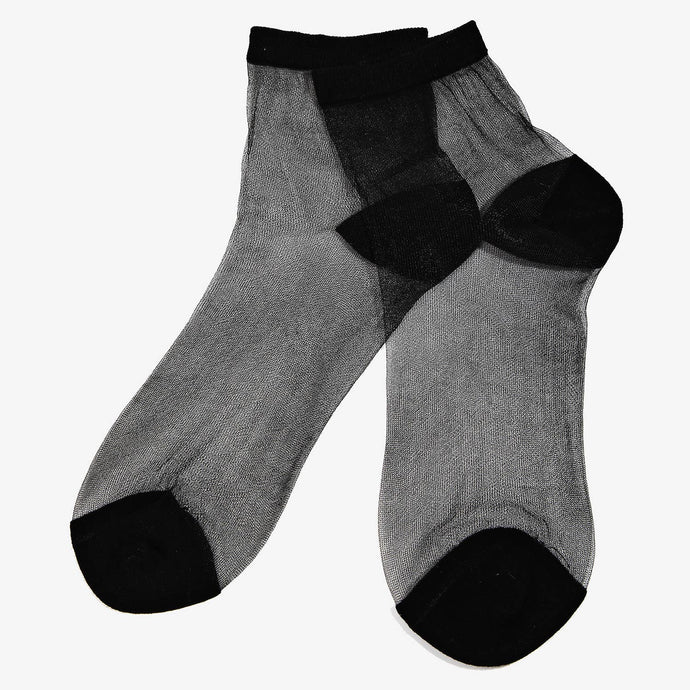 Sheer Ankle Socks: Black