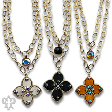 Black Double gold chain pendant necklace with Austrian crystal