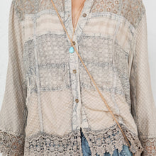 Latte Chic Lace Patch Shacket with White Shell Buttons
