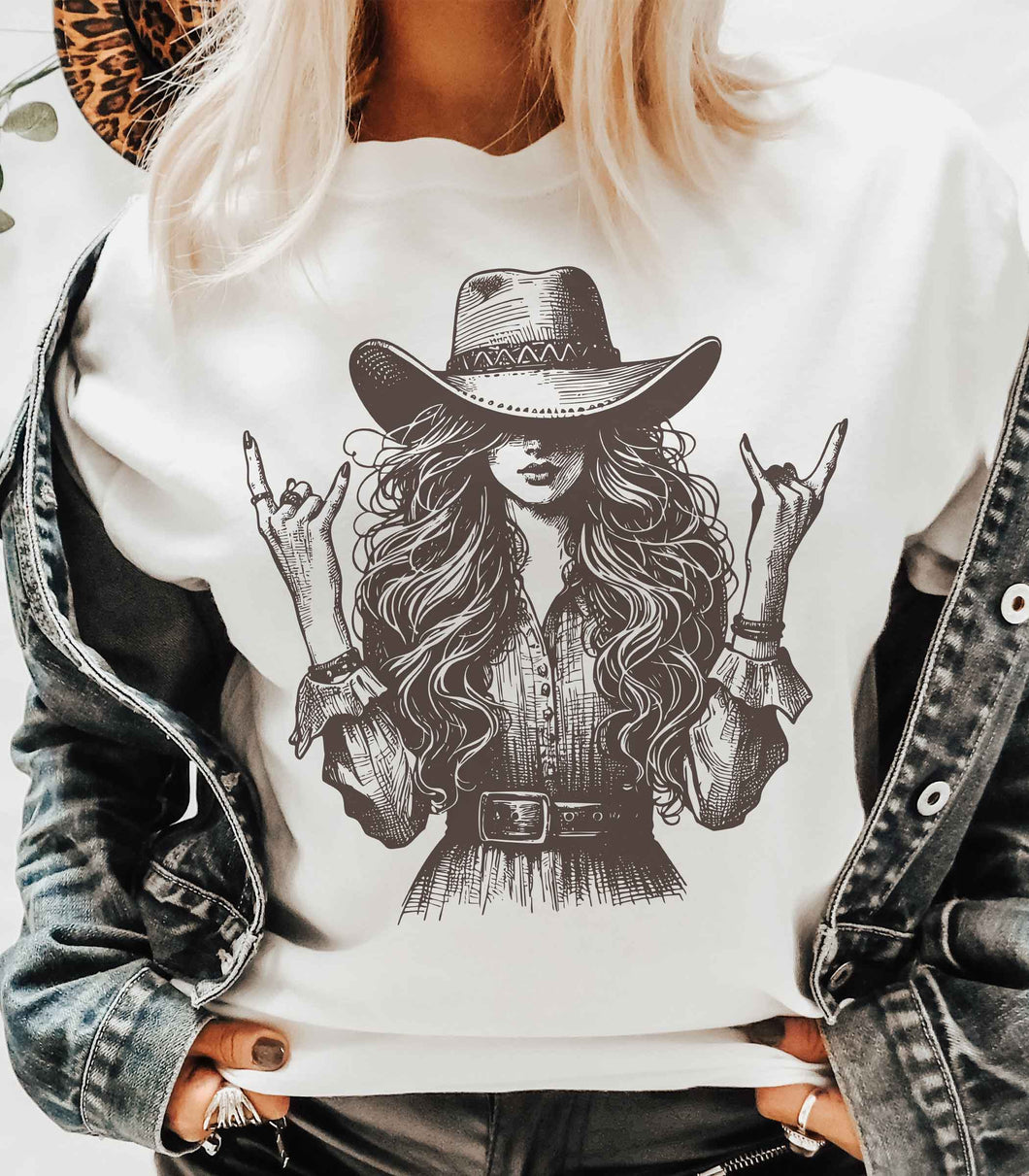 White Cowgirl Rocker Tee