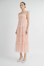 Pink Romantic Tiered Tulle Smocked Maxi Dress