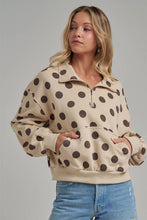 Oatmeal Coffee Polka Dot Half Zip Pullover