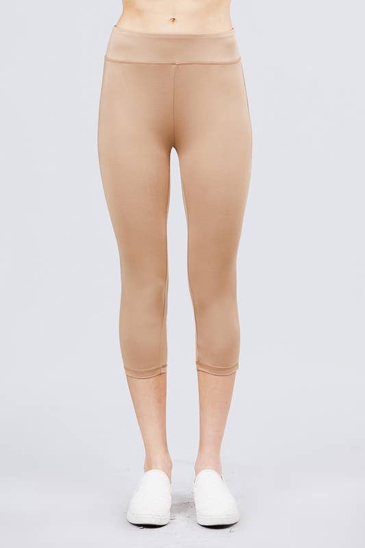 Light Khaki Workout Capri Length Pants