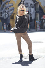 Black Frayed Peace Top