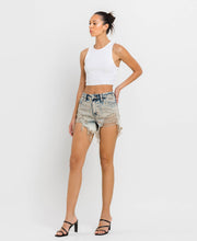 Cement Super High Rise Distressed Vervet Shorts
