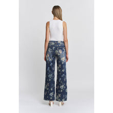 Floral Blue High Rise Wide Leg Embellishment Mica Jeans