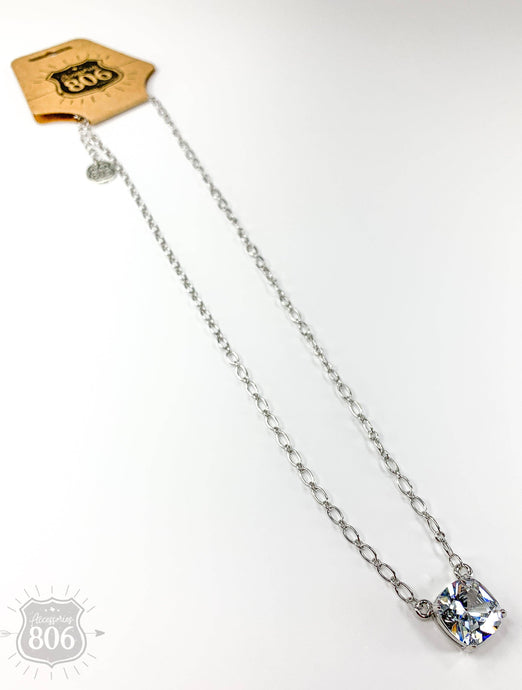 Cushion cut chain necklace: Silver