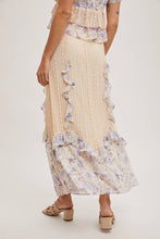 Pink Combo Floral Trimmed Maxi Lace skirt