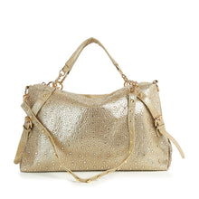 Gold Decorated Sparkling Rhinestone Satchel Handbag