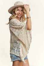 Beige Shoulder Boat Neck Crochet Lace Blouse