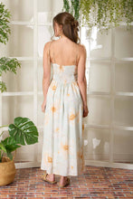 Cream Multi Watercolor Floral Spaghetti Strap Midi Dress