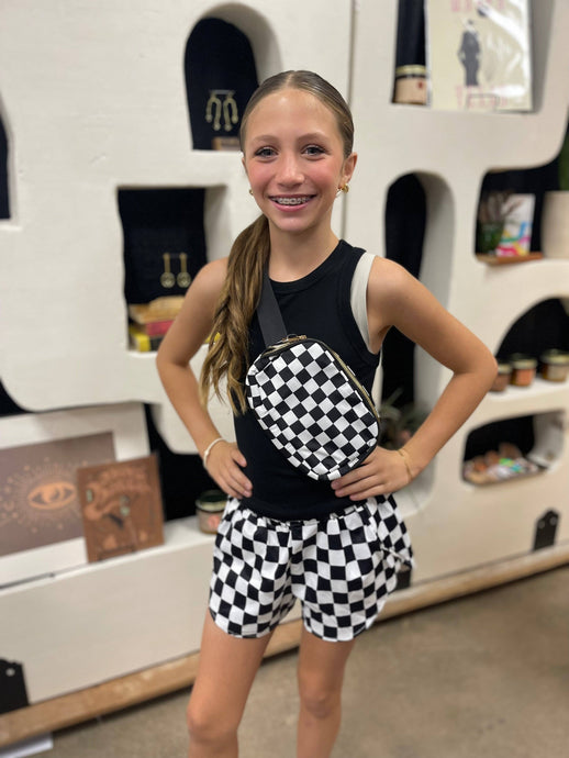 Black and White Check Crossbody Bag