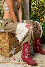 Dried Herb Double gauze patchwork contrast patch woven POL pants