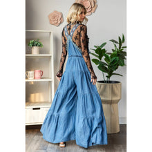 Med Wash Embroidered Strap Flowy Veveret overalls