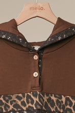 Brown Multi Leopard Colorblock Detail Sweatshirt With Hoodie
