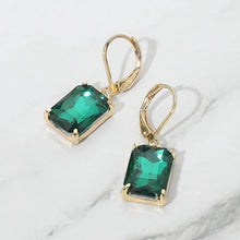 Aqua Rectangular Glass Stone Drop Dangle Earrings