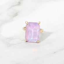 Rose Bold Emerald Cut Stone Cluster Accent Adjustable Ring
