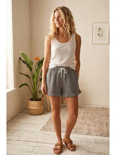 Black Checkered Woven Ruffle Hem Shorts