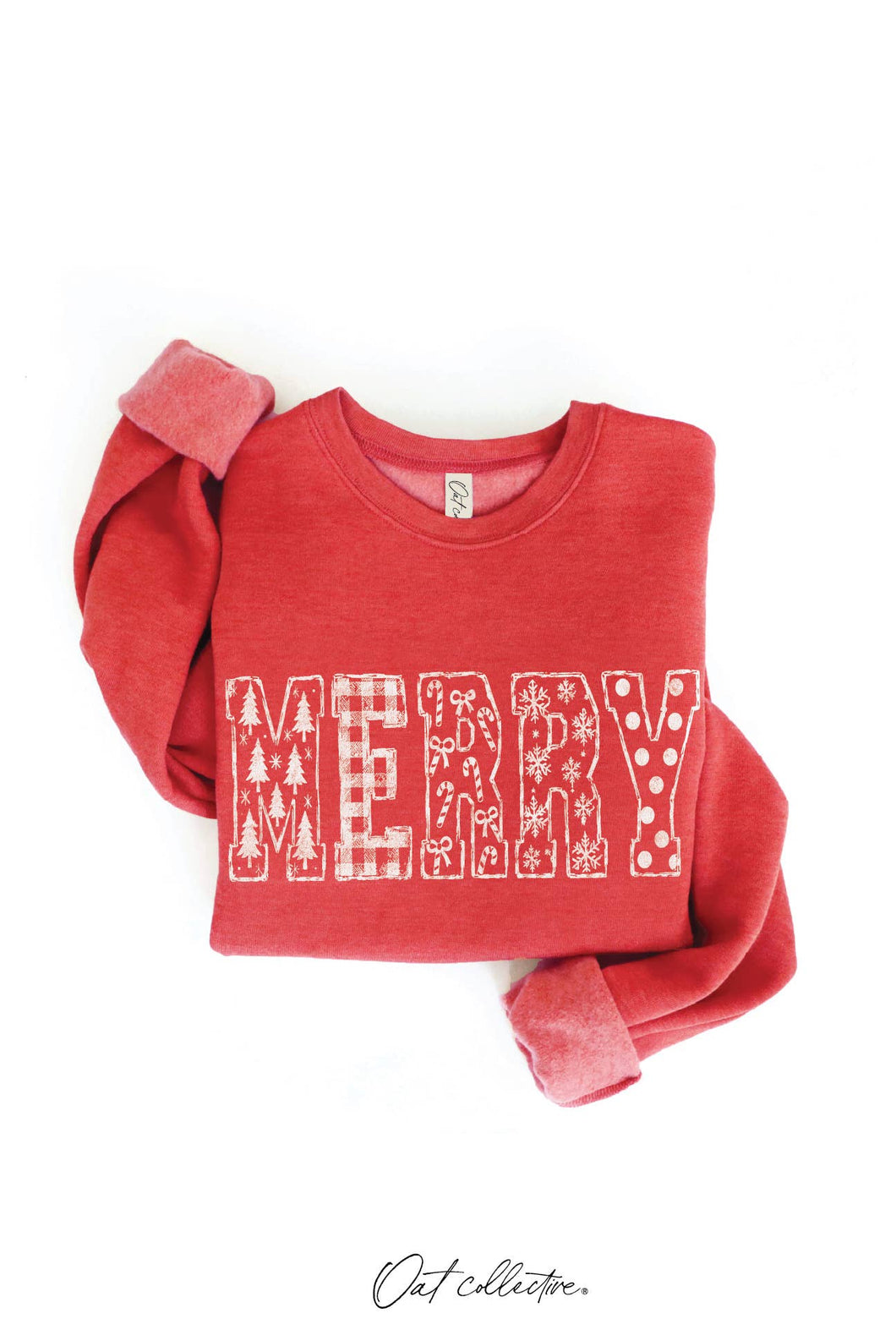 Cranberry Heather MERRY PATCH SKETCH Graphic Sweatshirt