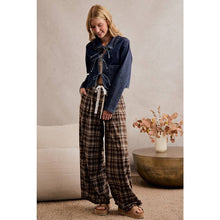 Brown Plaid Check Wide Leg Pants