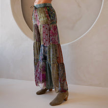 Long Flared Patchwork Young Threads Pants: Grey