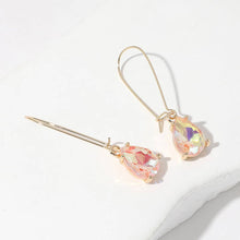Light Blue Teardrop Stone Cushion Dangle Earrings