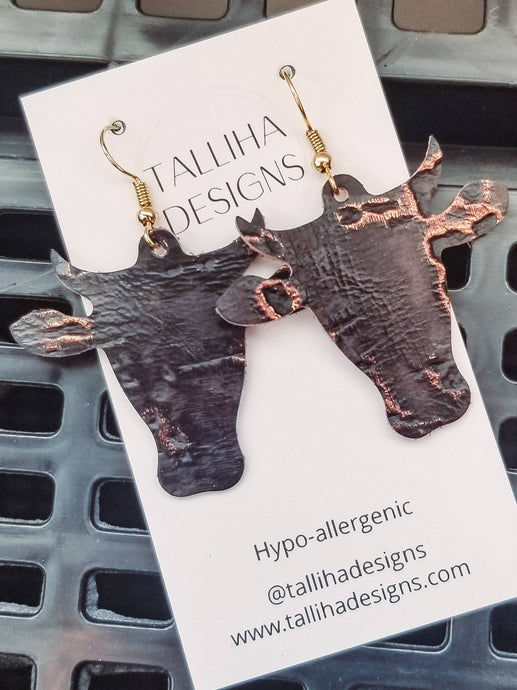 Dark Brown Wildwood Western Steer Genuine Leather Earrings