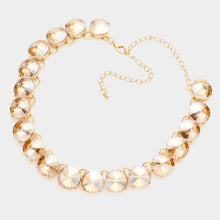 Peach Rose Gold Round Stone Link Evening Necklace