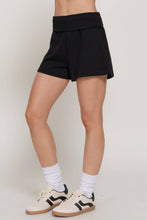 Black Contrast Folded Waistband Sweat Shorts