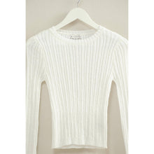 White Versatile Ribbed Knit Sweater