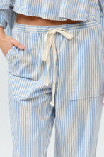 Light Blue Striped Wide Pants