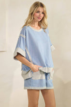 Sky Blue Oversize Reverse Contrast Banded J.Her Top