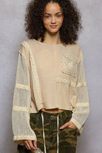 Coconut Round Neck Long See Through Sleeve Crochet Solid Knit POL Top