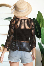 Black Front Drawstring Crochet Top