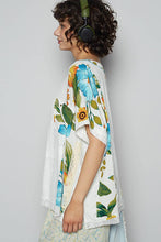 Aqua POL Round neck short sleeve floral knit rib top