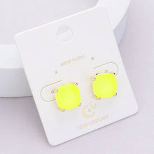 Lavender Cushion Square Stone Stud Evening Earrings