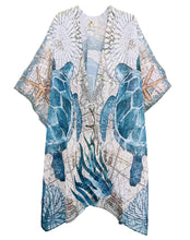 Blue Multi Open Front Sea Turtle Kimono