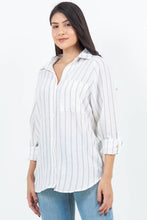 Taupe Air Breeze Sheer Stripe Button-Up Overshirt