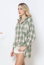 Olive Green Plaid Oversized Button up Boyfriend Shirt