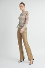 Cream Sheer Smocked Embroidered Mesh Peplum Top