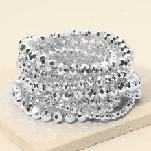 Silver Faceted Beaded Stretch Multi Layered Bracelets