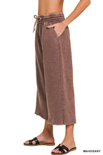 Crop Eggplant Acid Wash Fleece Palazzo Sweatpants With Pockets
