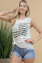 Oatmeal American Flag Camo Sleeveless Top