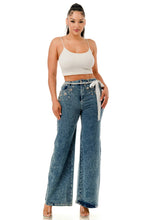 Blue Pearl & Floral Embellished Wide-Leg Jeans