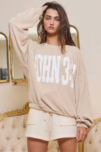 Oatmeal 'JOHN 3:16' Print Oversized Graphic Top